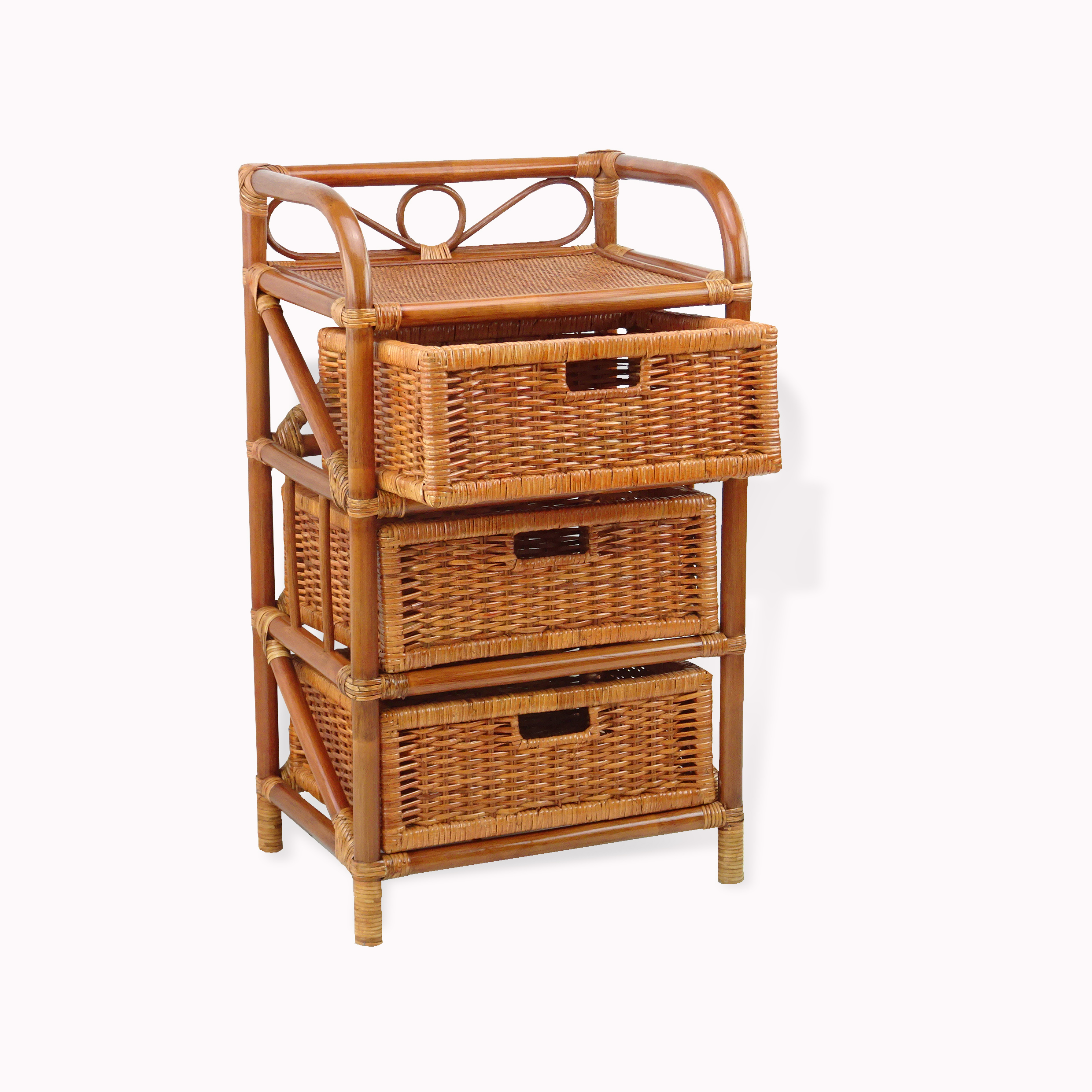 Buy Laundry Chest w/ 3 Drawers Natural Rattan Wicker Handmade in USA