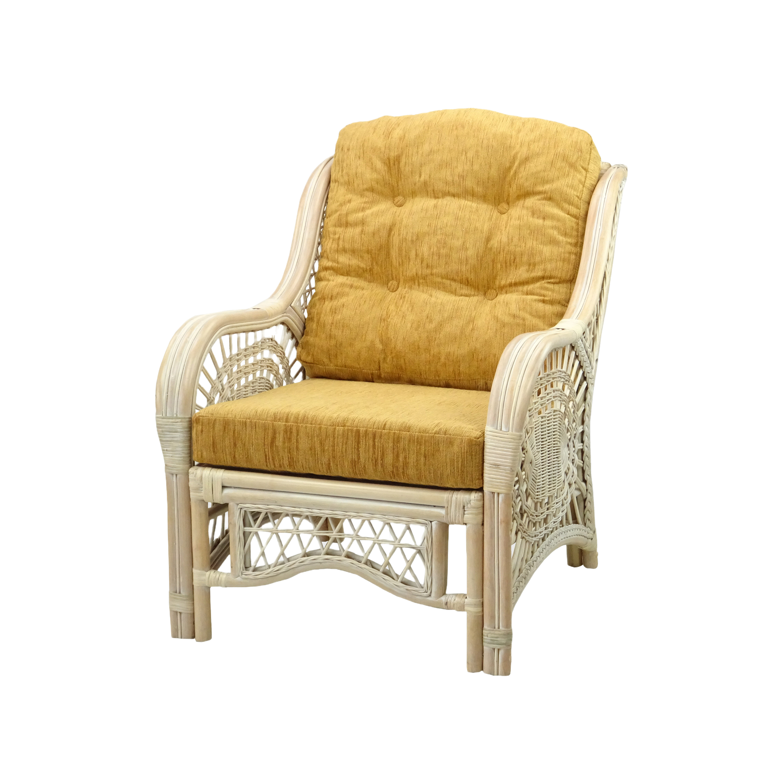 Malibu Armchair White Wash color with Light Brown Cushions