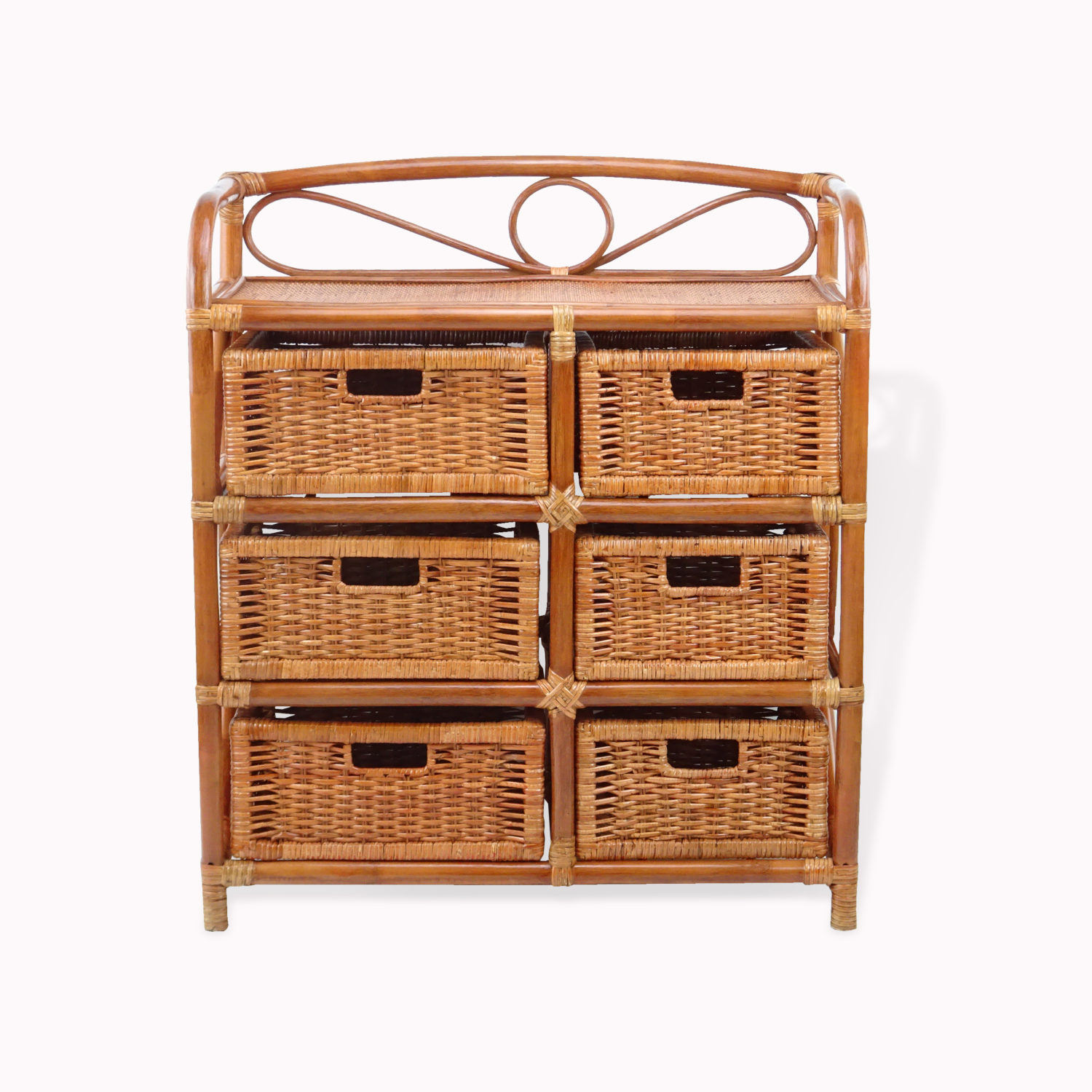 Buy Laundry Chest w/ 6 Drawers Natural Rattan Wicker Handmade in USA ...