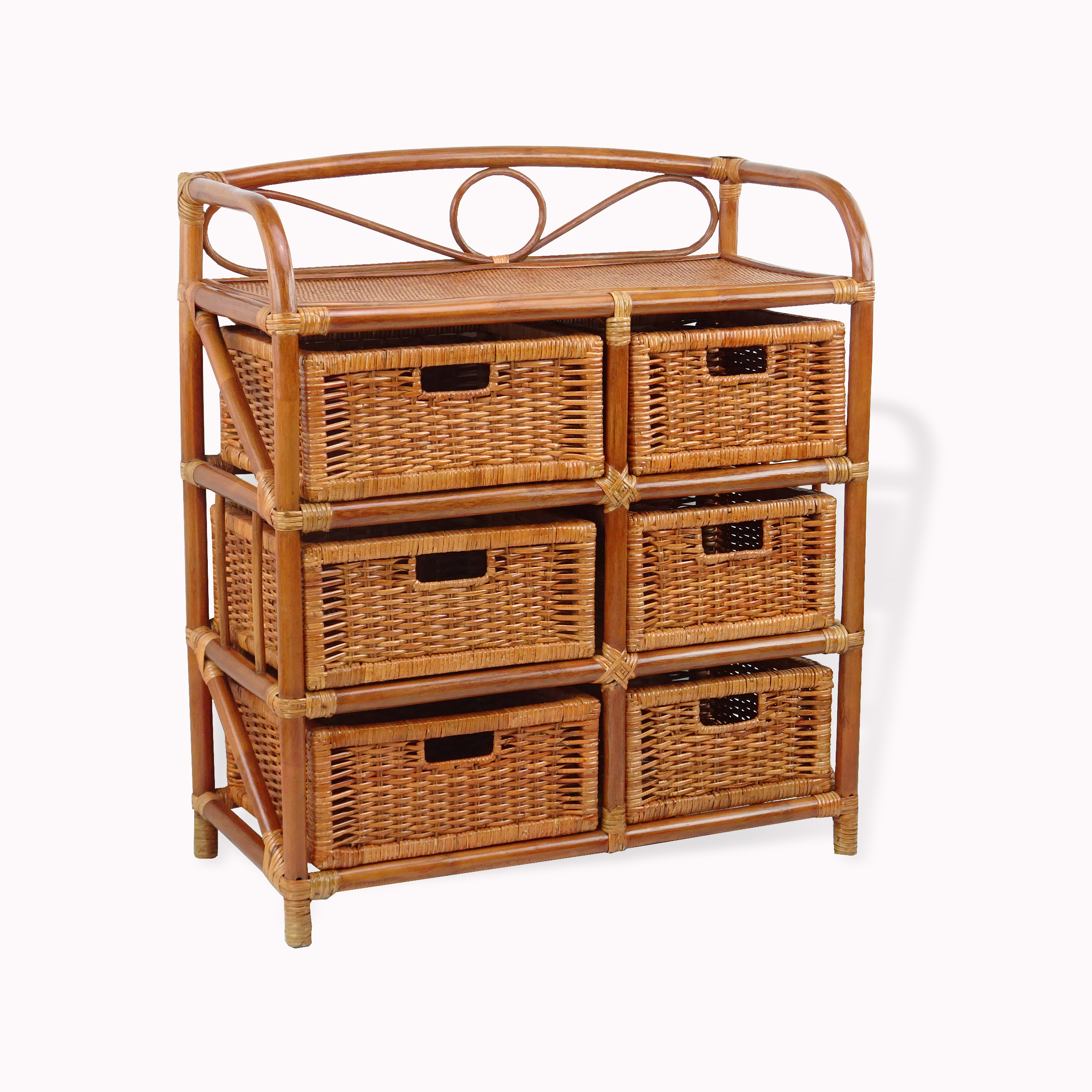 Buy Laundry Chest w/ 6 Drawers Natural Rattan Wicker Handmade in USA ...