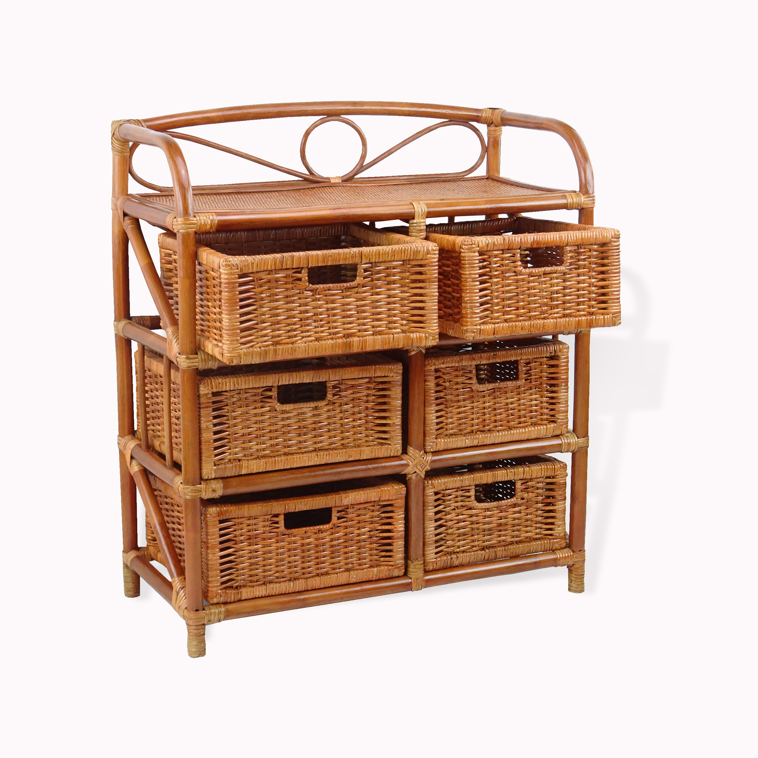 Buy Laundry Chest w/ 6 Drawers Natural Rattan Wicker Handmade in USA ...